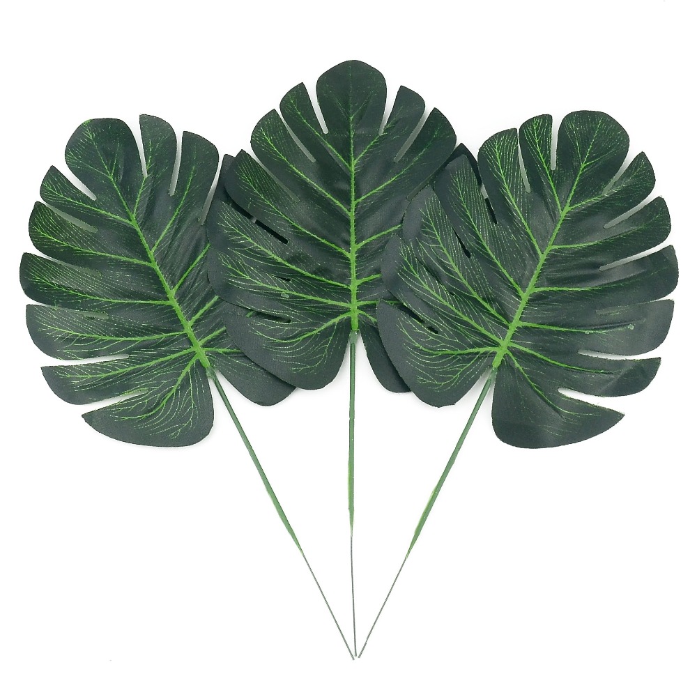 

Large Artificial Fake Monstera Palm tree Leaves Green Plastic Leaf Wedding DIY Decoration Cheap Flowers Leaves Plant, Green1