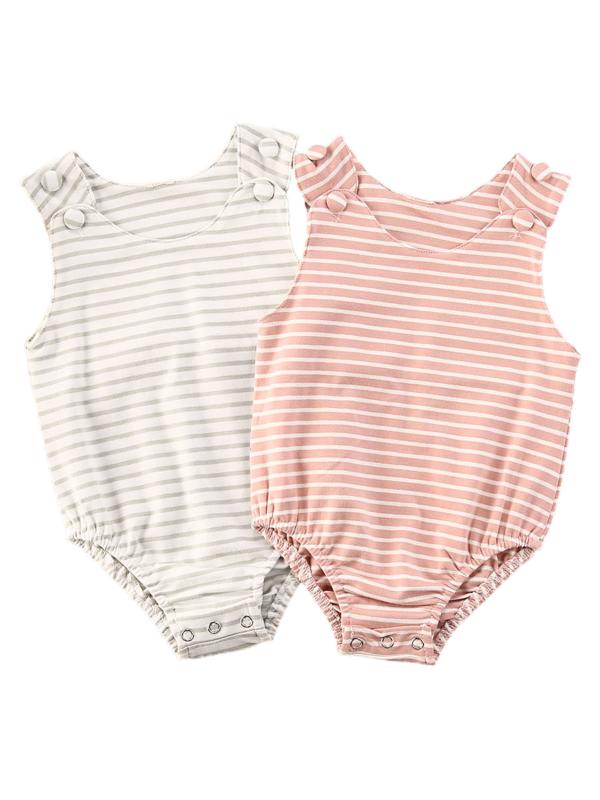 

0-18M Cute New Baby Clothes Newborn Boy Girl Striped Bodysuit Summer Sleeveless Tank Sunsuit Casual Baby O-Neck Cotton Jumpsuit, White