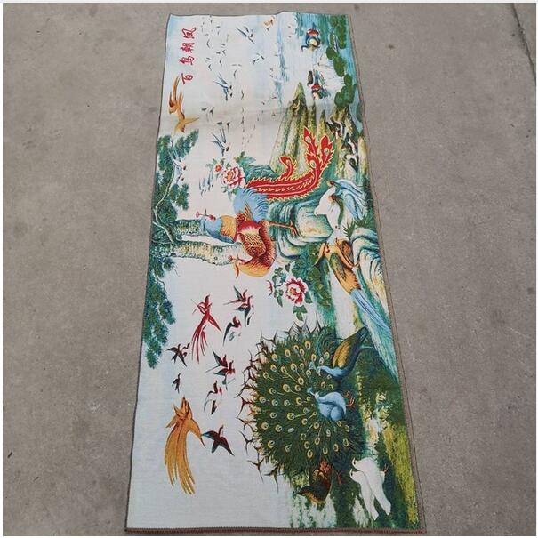 百鸟朝凤 Chinese Silk Scroll Painting Phoenix Home Office Decoration