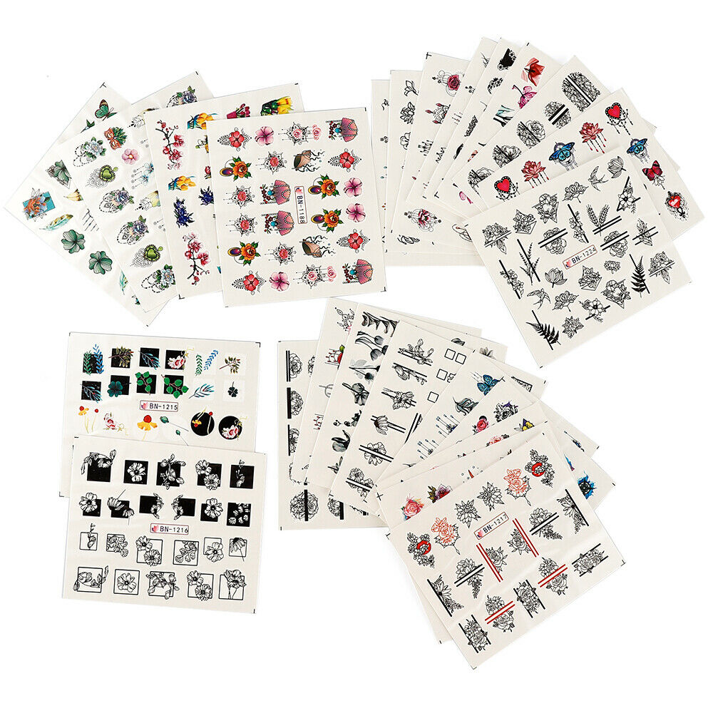 

24 Nail Stickers 3D Colorful Mixed Art Nail Art Nail DIY A987, White