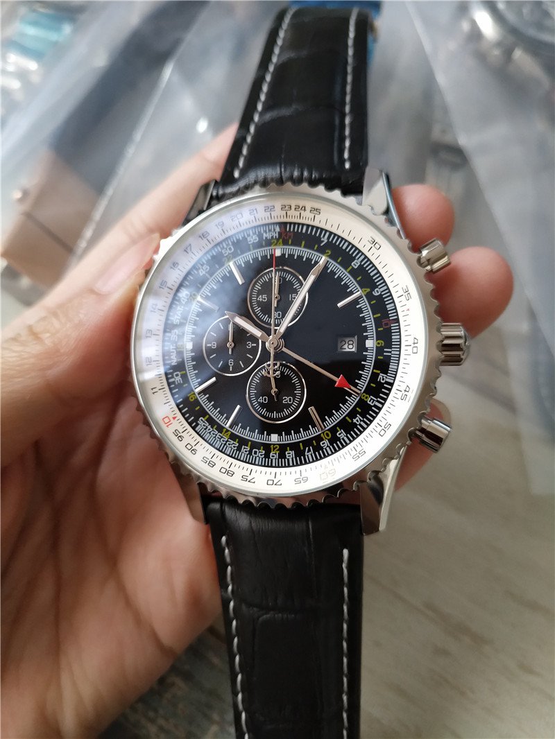 

Hot sale man watch quartz stopwatch top quality chronograph Watches stainless Steel wristwatch 245, Black