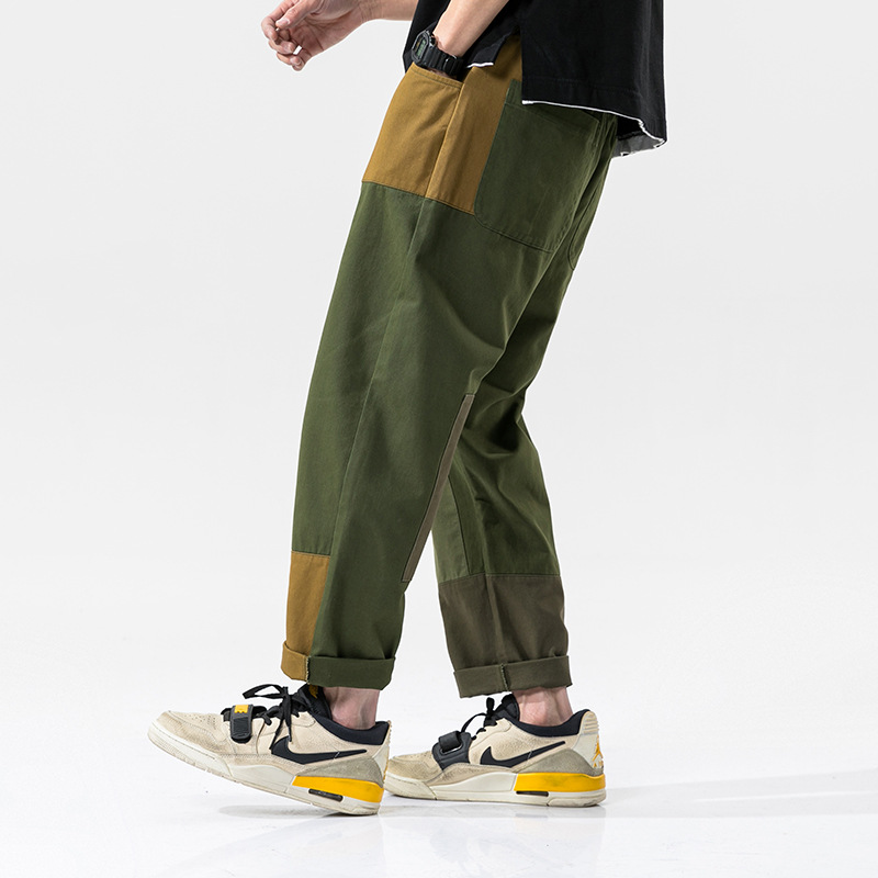 

Spring NEW Men Cargo Pants Cotton Polyester Hip Hop Mid Drawsring Pockets Full Length Men Green Gray Khaki Trousers, Army green
