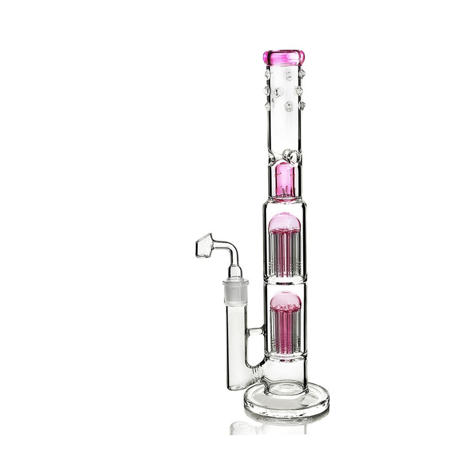 

hookahs 14" bongs two layer arm tree double perk glass pipe stunning heavy water bong pipes 18mm banger