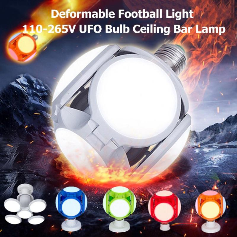 

E27 LED Folding Bulbs AC85-265V 30W 5 Leaf 120leds Football UFO Bulb 360 Degrees High Brightness Lighting for Bar Hall Ceiling Lights