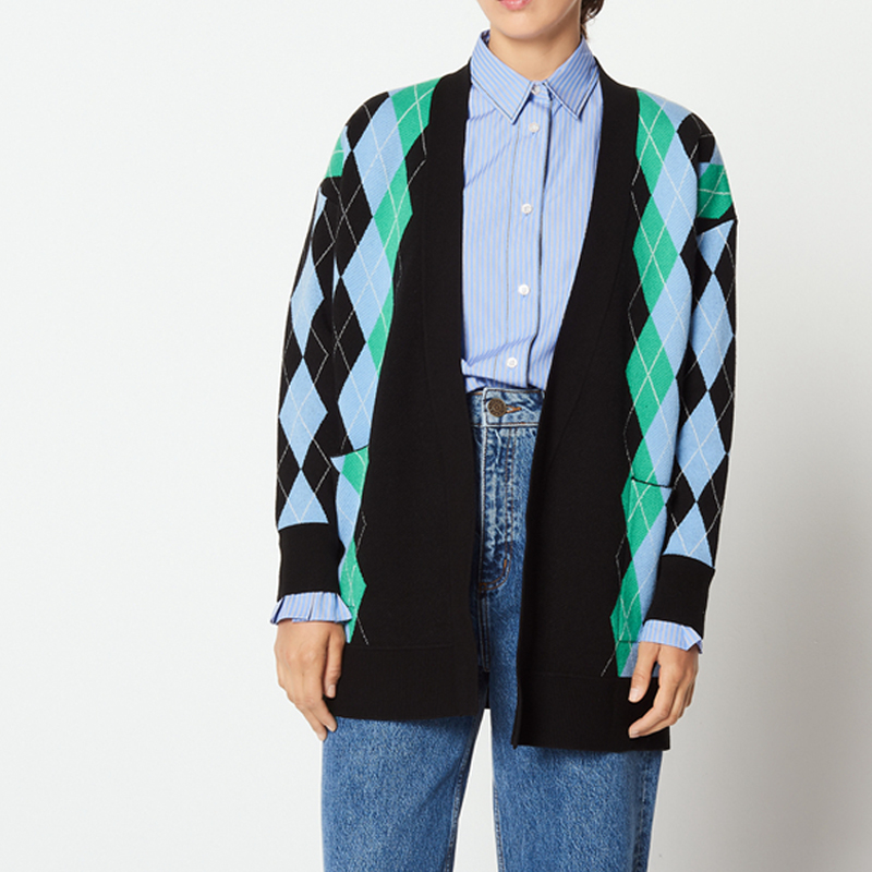 

Women Sweater Autumn /Winter New Color Rhombic Cardigan, Mint