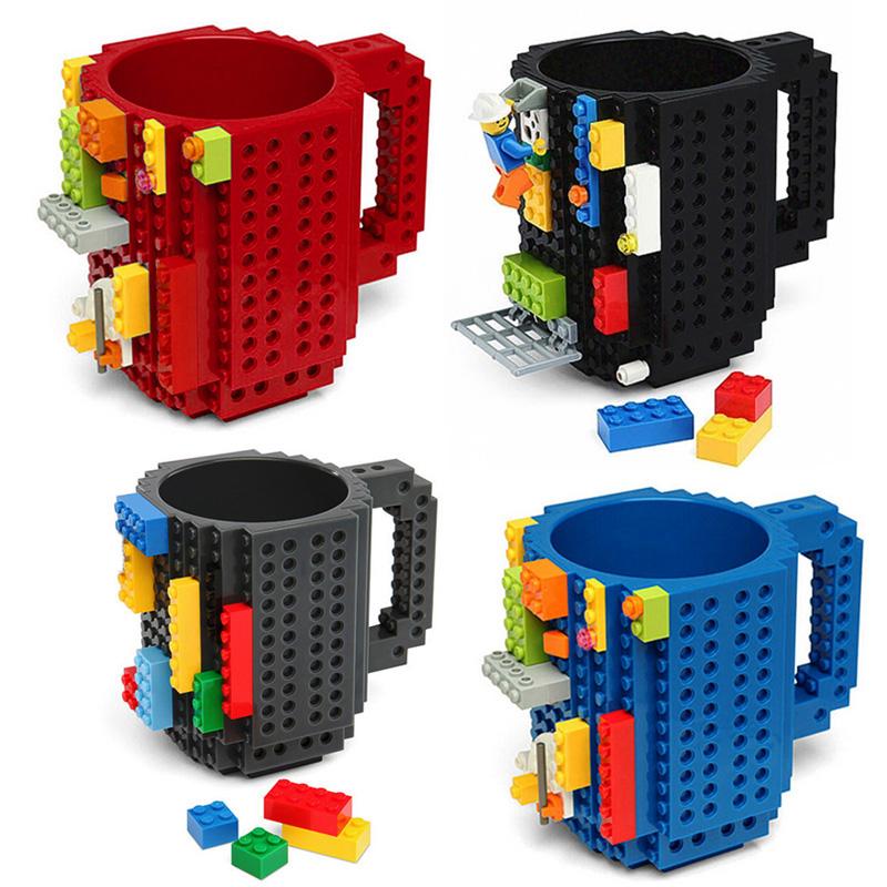 

350ml Creative Coffee Mug Travel Cup Kids Adult Cutlery Lego Mug Drink Mixing Cup Dinnerware Set for Child