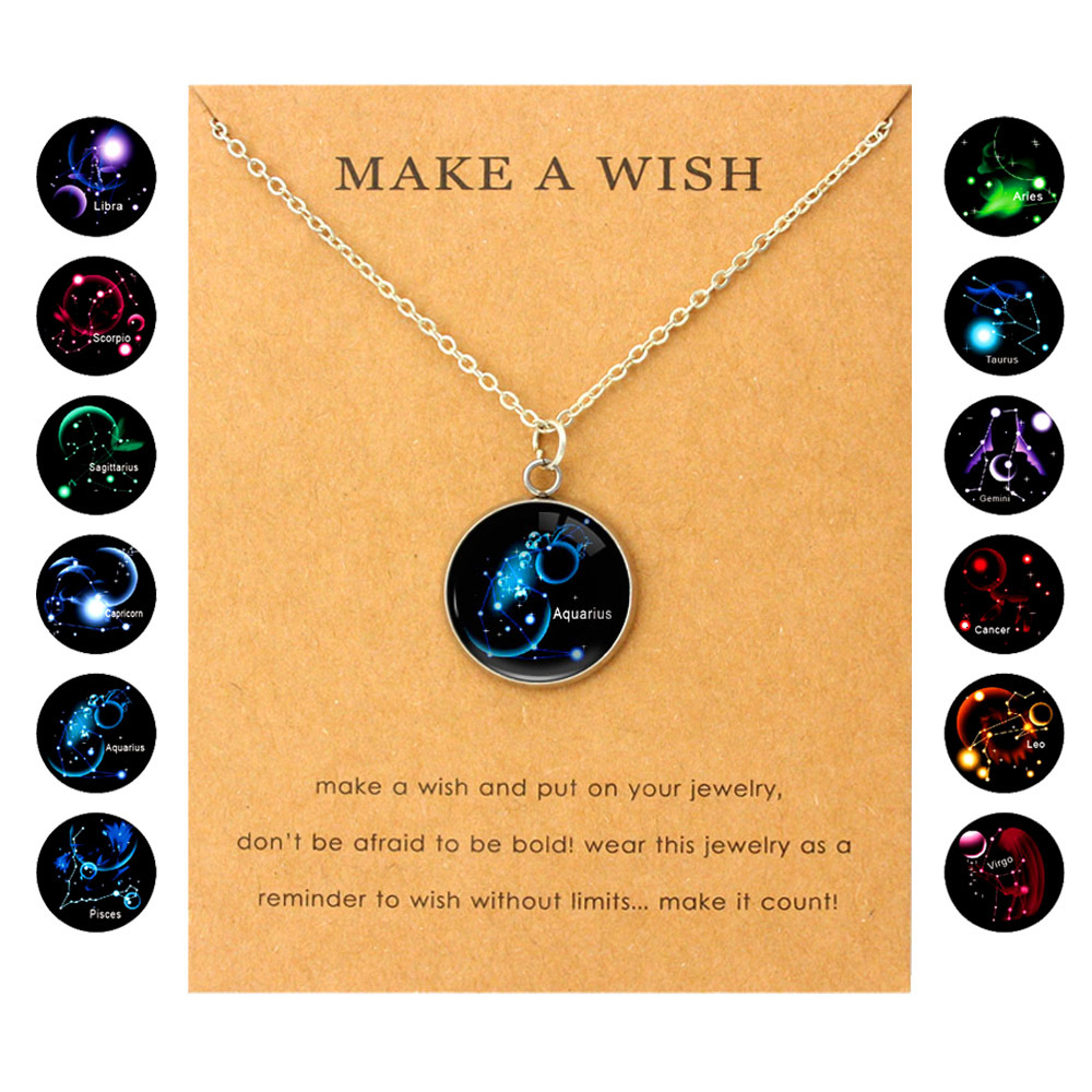 

Capricorn Aquarius Pisces Aries Taurus Gemini Cancer Leo Virgo Libra Scorpio Sagittarius Zodiac Pendants Necklaces Women Jewelry