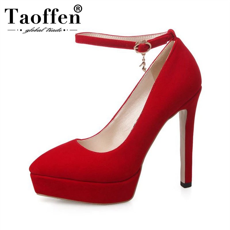 

ZALAVOR Ankle Strap Women Pumps Sexy Pointed Toe Platform High Heel Shoes Buckle Solid Color Thin Heel Shoes Women Size 32-43, Blue