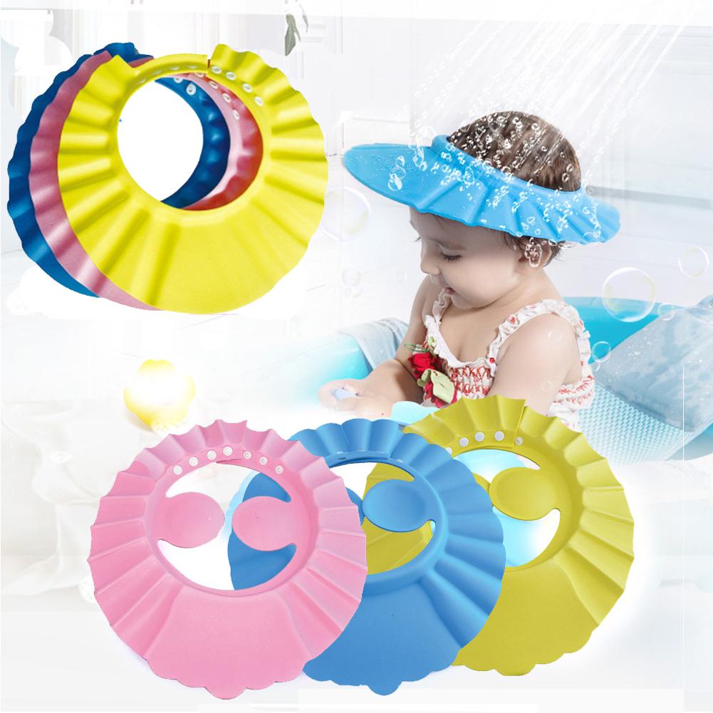 Baby Bath Shower Cap Eyes Ear Protect Visor Haircut Hat for the Bath Adjustable Waterproof Cap 3M to 6Y Children's Goods-image-536735838