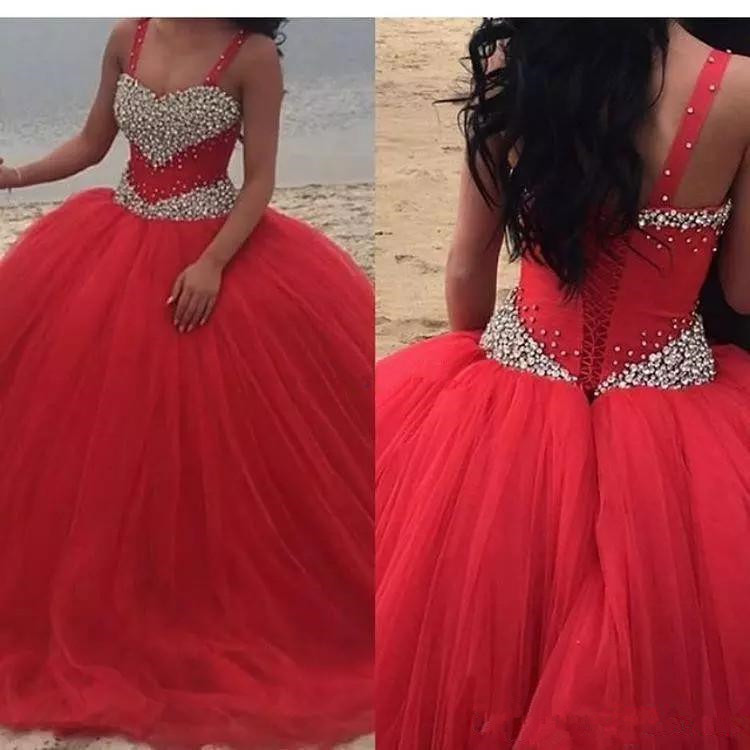 

Red Cheap Long Quinceanera Dresses Bodice Corset Beading Spaghetti Straps Tulle Custom Made Sweet 16 Prom Gowns Vestidos B143, Light sky blue