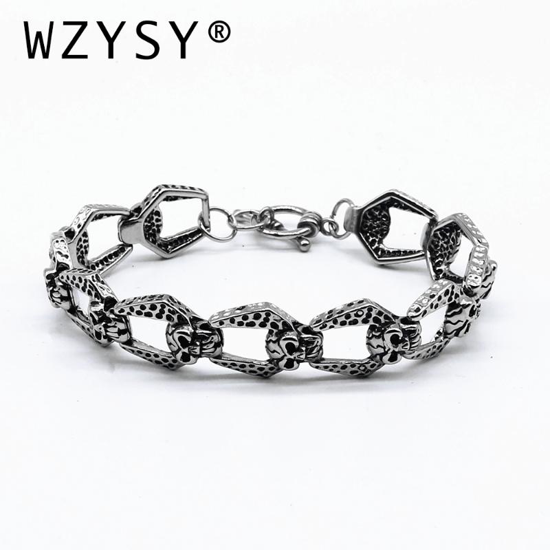 

Alternative stainless steel skull texture Bracelet men's titanium steel geometry personality Vintage Bracelets Charm Jewelry