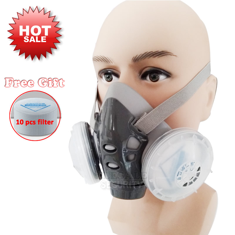 

2020 High Quality Dust Mask Respirator With Dual Filter Half Face Mask For Carpenter Builder Miner Polishing Dust-proof, Black