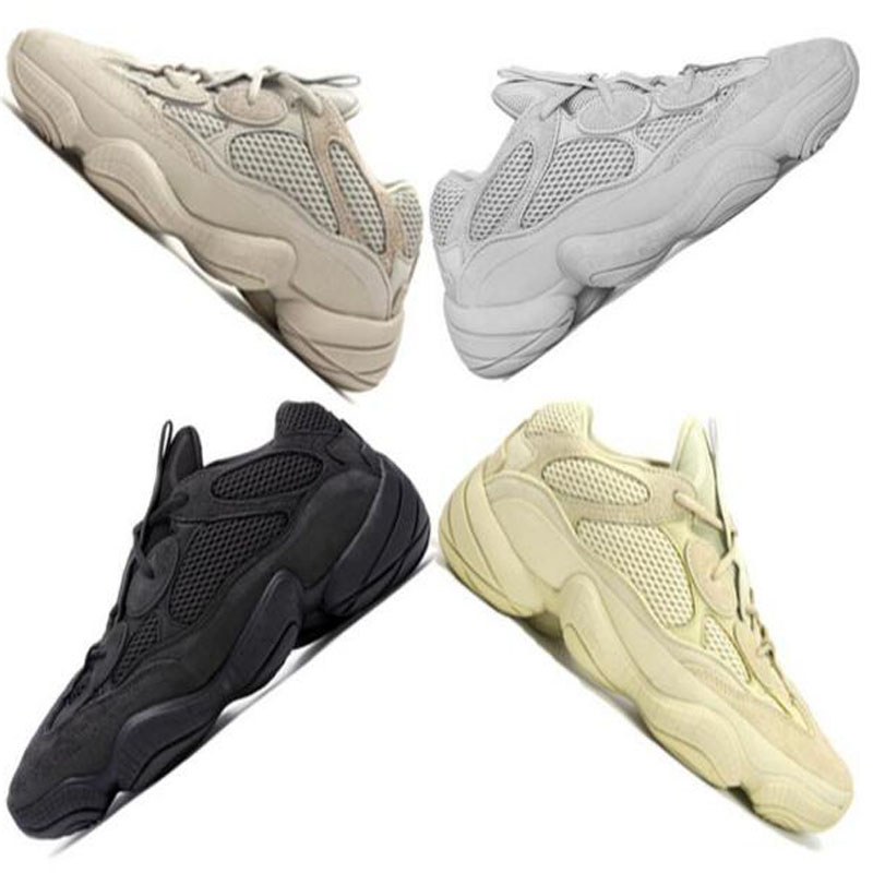 

New Desert Rat 500 Salt Super Moon Yellow Utility Black Blush Designer Shoes Kanye 500 Cow Running Shoes 3M Reflective Sport Sneakers