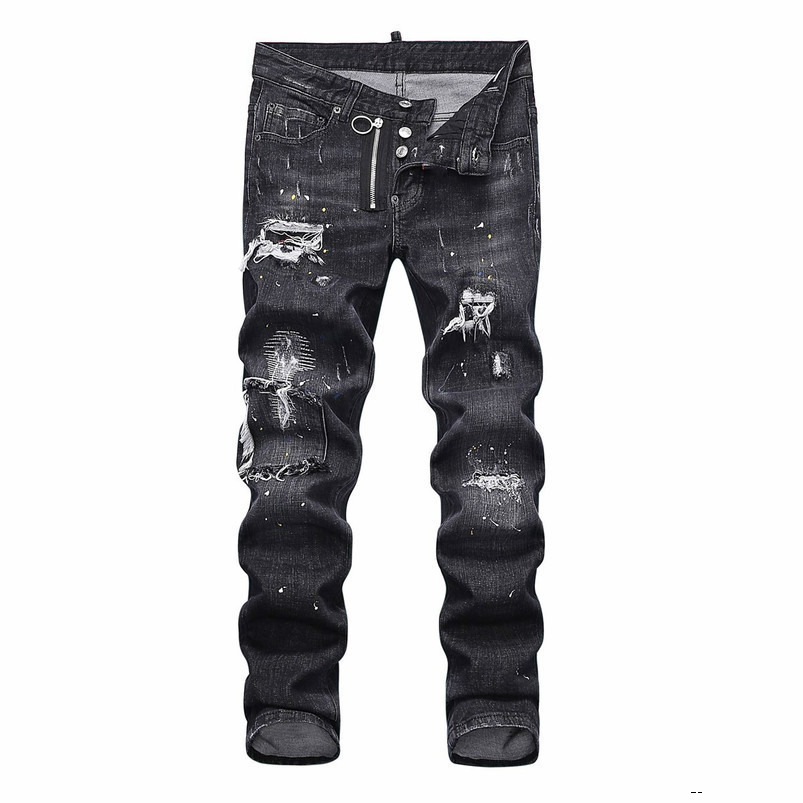 

mens designer jeans denim luxury black skinny ripped pants the best version fashion Italy brand bike motorcycle rock revival, 7613