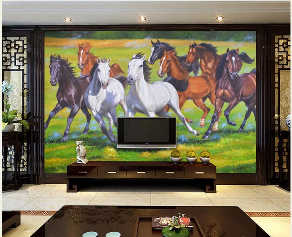 

WDBH 3d wall paper for living room custom photo Hand painted oil painting prairie horse home decor 3d wall murals wallpaper for walls 3 d, Non-woven wallpaper