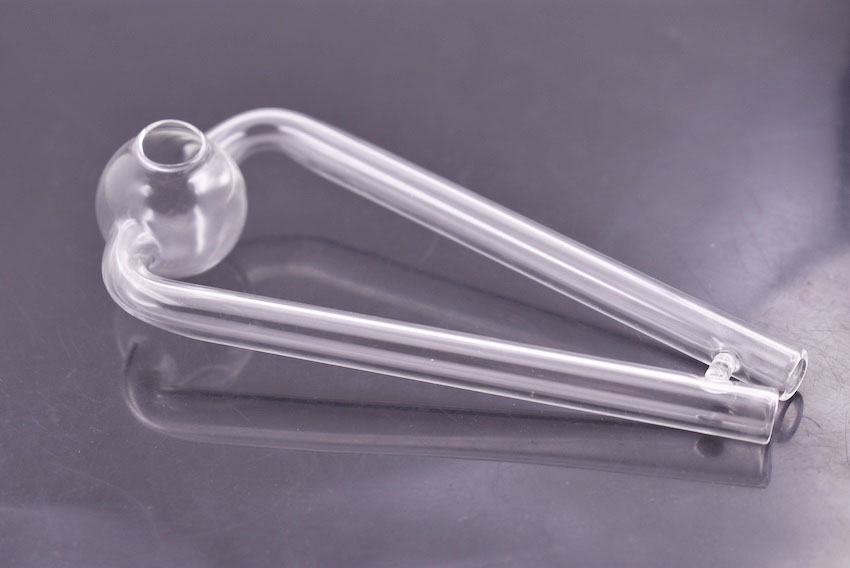 

Newest double tube glass oil burner 14cm big clear glass oil tube smoking hand pipe free shipping