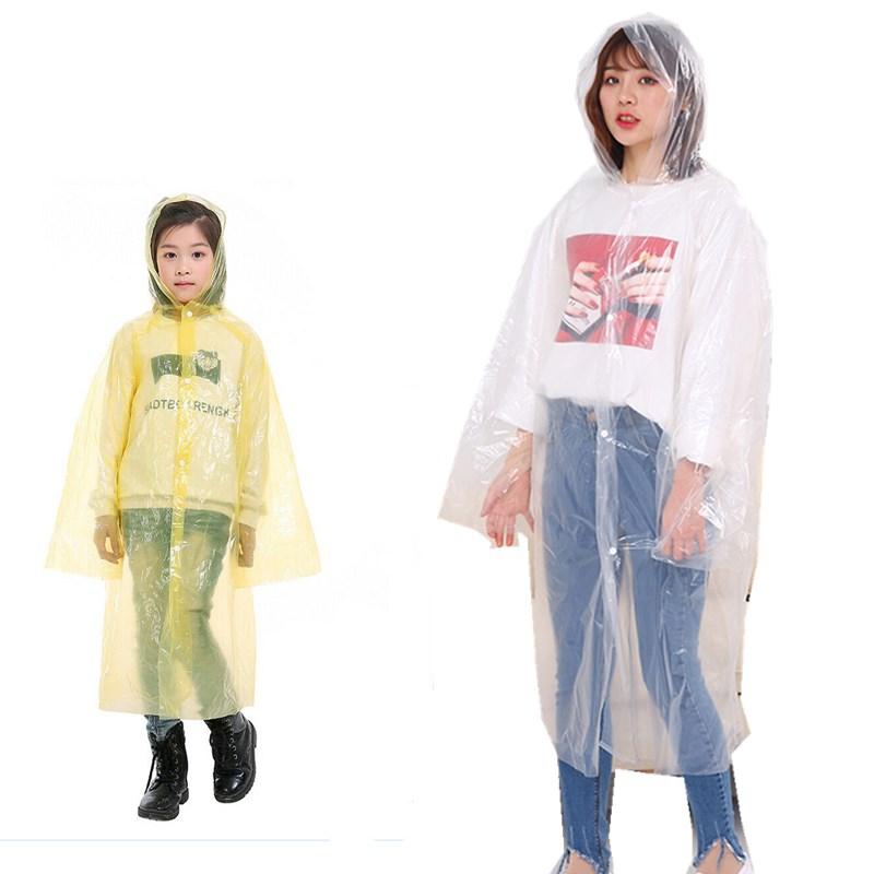 Disposable Peva Women Man Kids Raincoat Thickened Waterproof Poncho Jacket Adult Clear Transparent Camping Hooded Rainwear Suit hhgwz