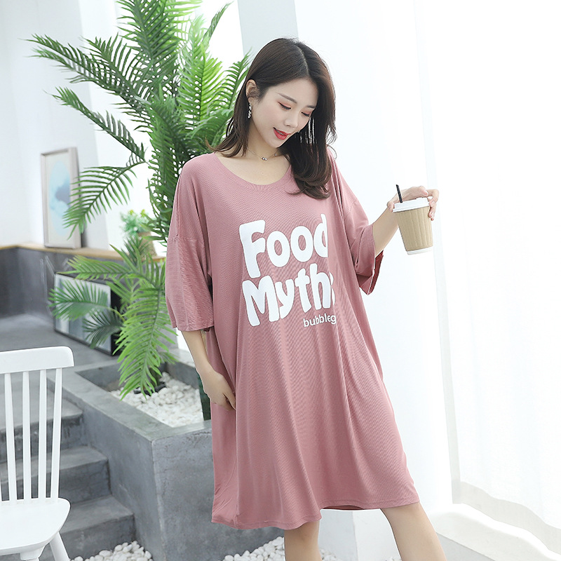 

Nightgown Women loose dresses for Pregnant women Casual plus Size Thin 2020 Spring Summer New Style Women's Home wear sleepdress, Black