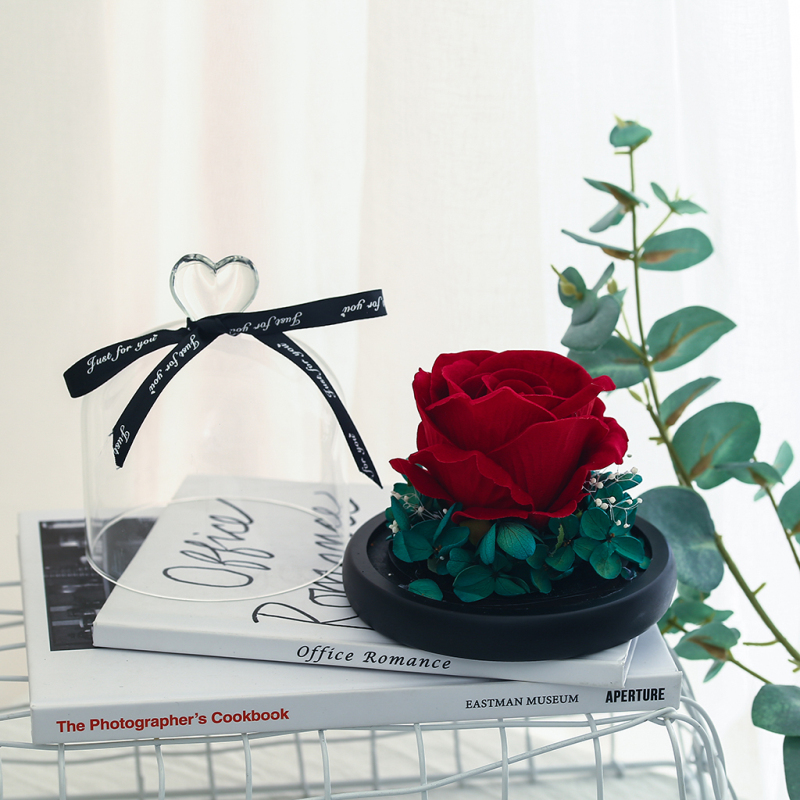 

Rose Love Glass Cover Decoration Home Rose Night Light Artificial Flowers Garland Decoration Home Decor Valentines Day Gift, 01