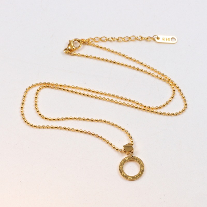 

2019 new fashion brand charm woman necklace Roman numeral ring pendant necklace titanium steel ring chain wholesale love couple