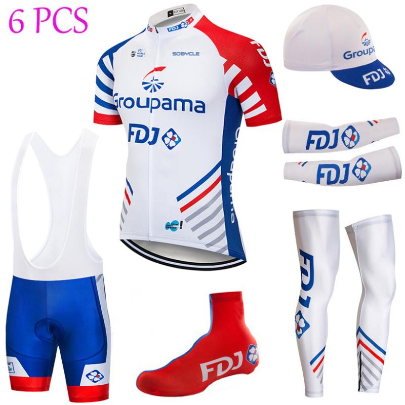 

TEAM GROUPA FDJ cycling JERSEY 20D bike shorts FULL Suit Ropa Ciclismo quick dry bicycling wear Maillot sleeves warmers, Sky blue