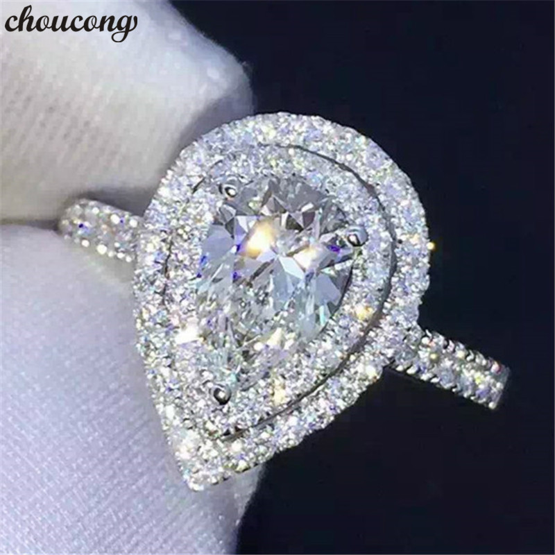 

choucong Water Drop Promise Ring 925 sterling Silver Diamond cz Stone Engagement Wedding Band Rings For Women Finger Jewelry Gift