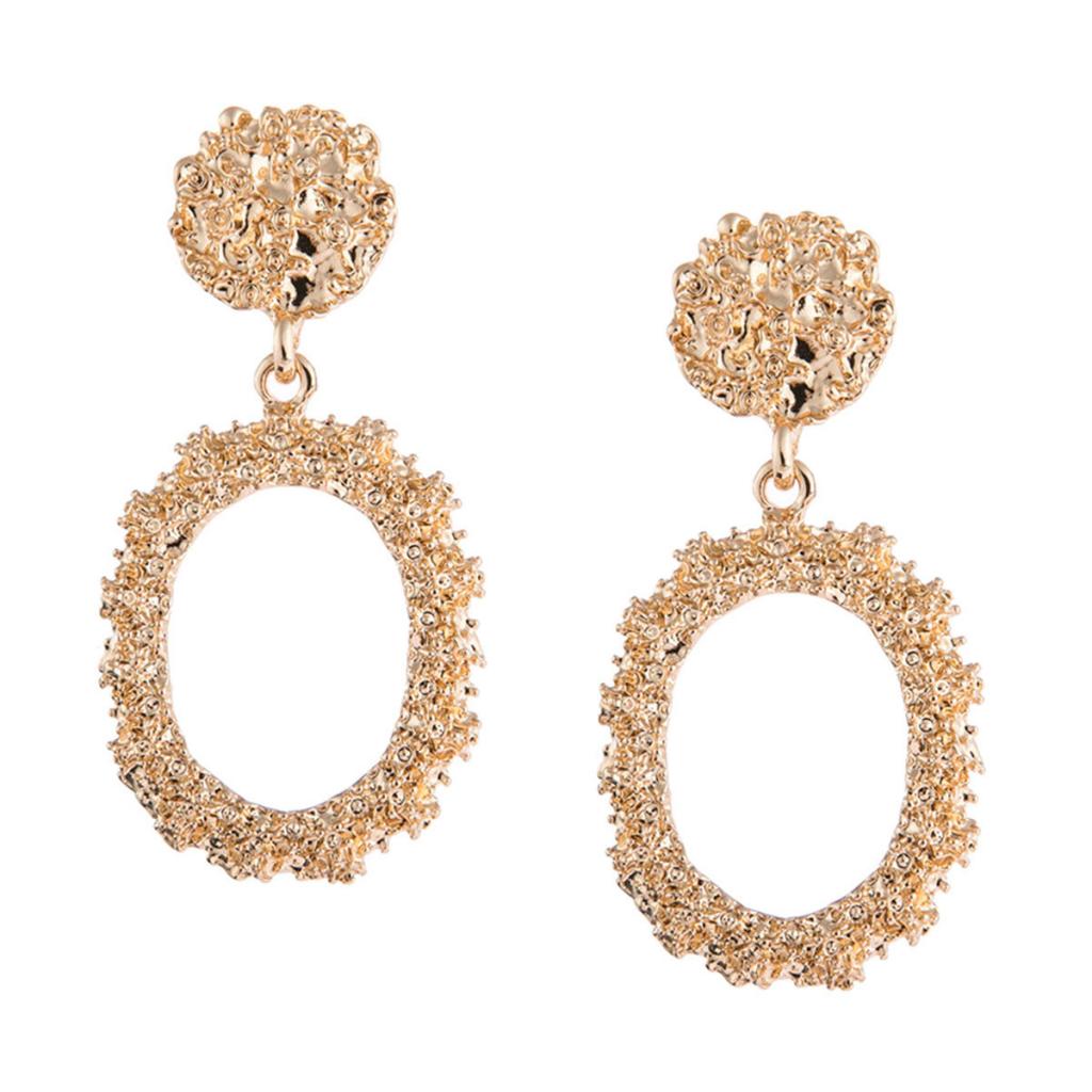 

Textured Statement Drop Earrings Metal Geometric Earrings Dangle Earrings