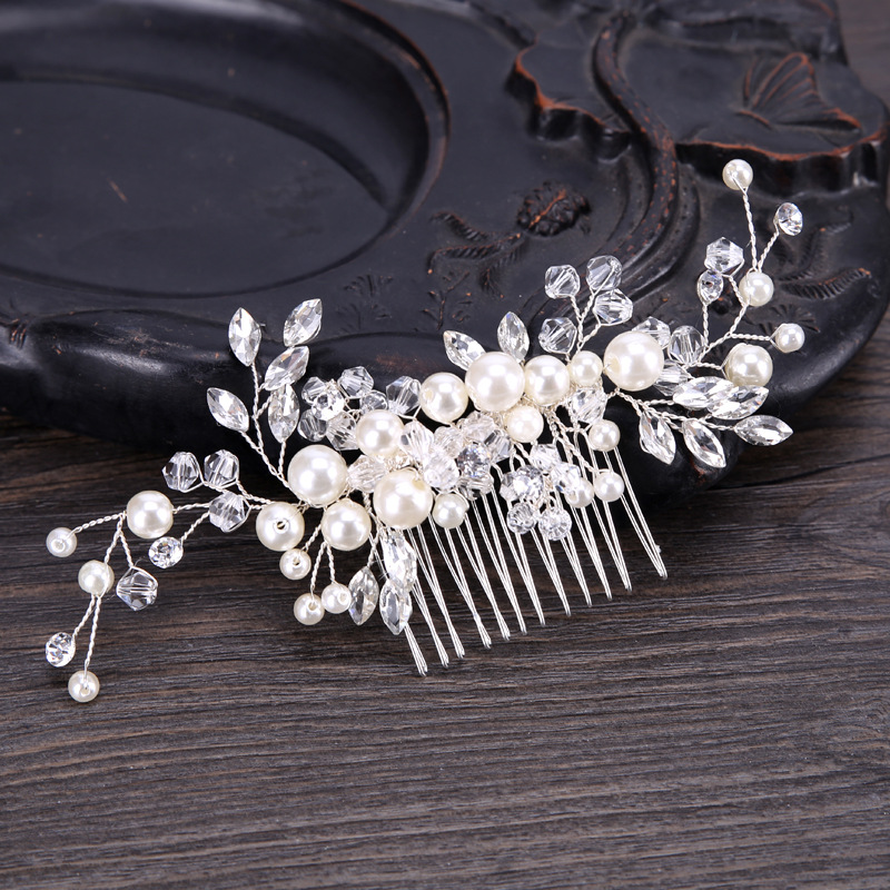

Wedding Bridal Bridesmaid Combs Tiaras Silver Handmade Rhinestone Pearl Headbands Luxury Hair Accessories Headpiece Tiara Gold Jewelries 07