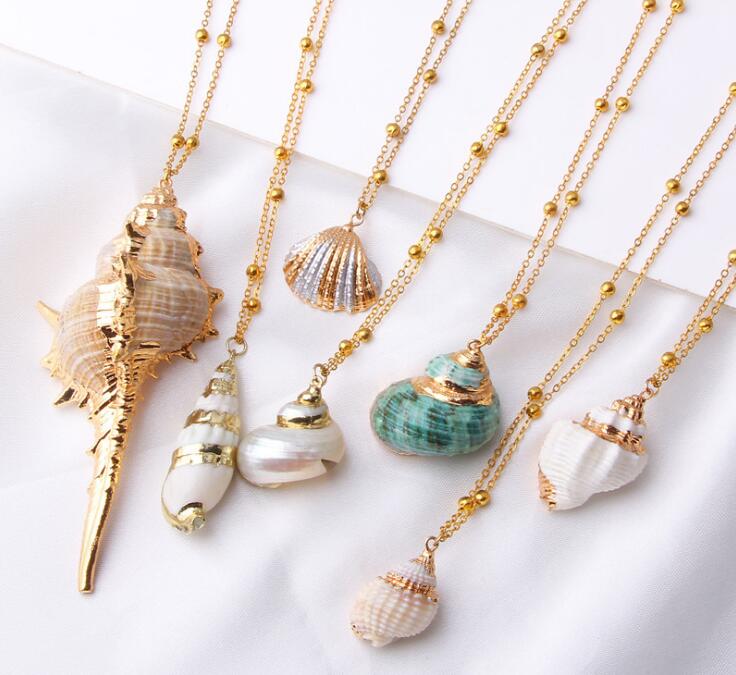 

2019 Boho Conch Shells Necklace Sea Beach Shell Pendant Necklace For Women Collier Femme Shell Cowrie Summer Jewelry Bohemian GB972