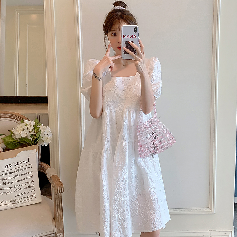 

055# Maternity Clothes Nursing Dress Summer A Line Dress for Pregnant Women Pregnancy Clothes Breastfeeding, White