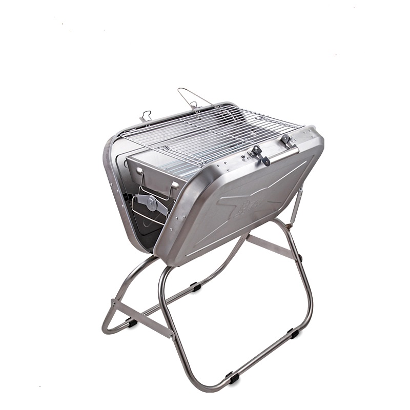 

Outdoor BBQ Grill Portable Barbecue Suitcase Grill Stainless Steel Folding