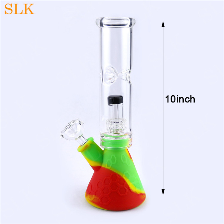 

Special silicone bottom & top glass percolator bong hookah platinum cured silicone smoking pipes Oil Dab Rigs Tornado Water Pipe 420