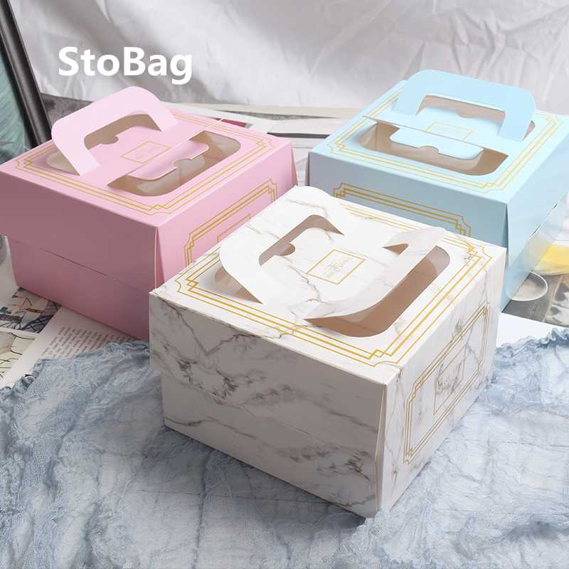 

StoBag 10pcs Children's Cake Mousse Melaleuca Box Birthday Packaging Box Portable Mini West Point DIY Handmade Part Gift