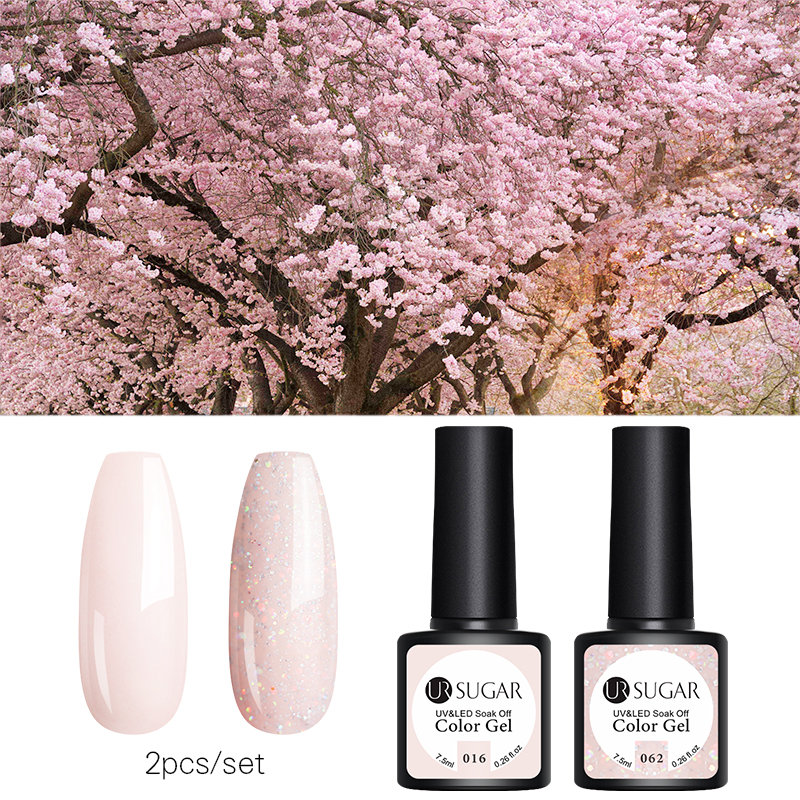 

UR SUGAR Nude Glitter UV Gel Nail Polish Set Pink Series Led Nail Gel Varnish Semi Permanent Led Lacquer Sequins, 24