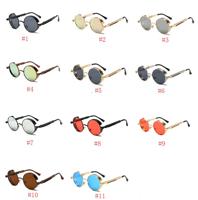 

UV400 Gothic Steampunk Sun Glasses Mens Sunglasses Coating Mirrored Sunglasses Round Circle Sun glasses Retro Vintage Glasses