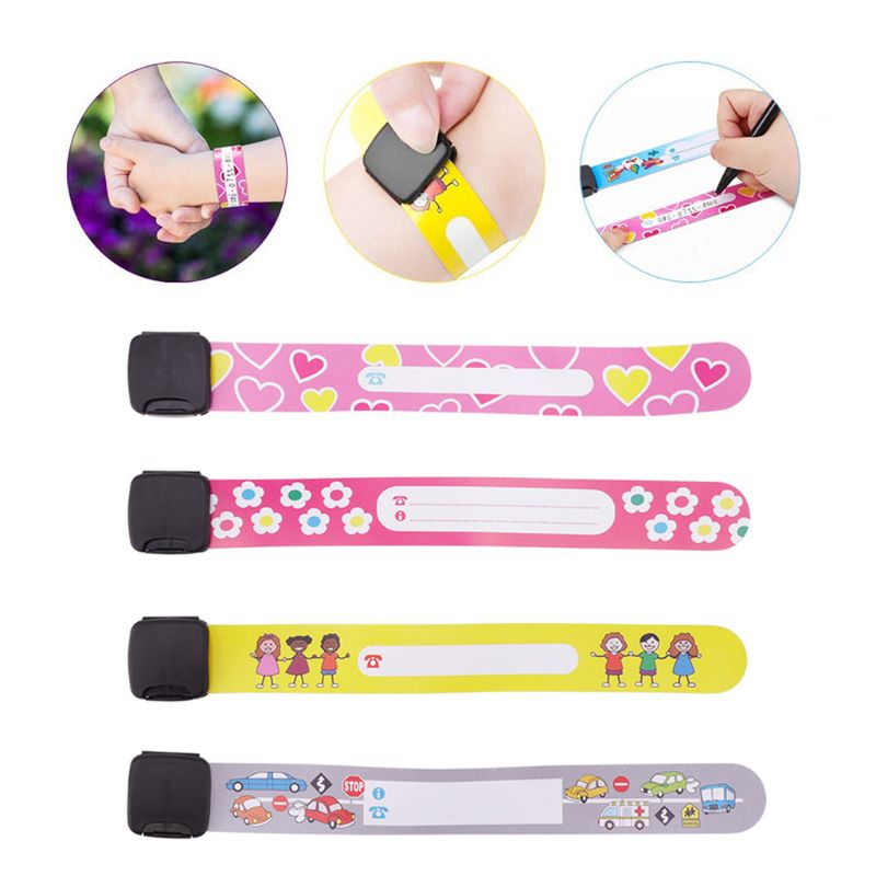 

Other Bracelets PVC Waterproof Recognition Bracelet Children Anti-lost Safety Outdoor Cartoon Wristband Handwritten Wrist Band For Boys Girl