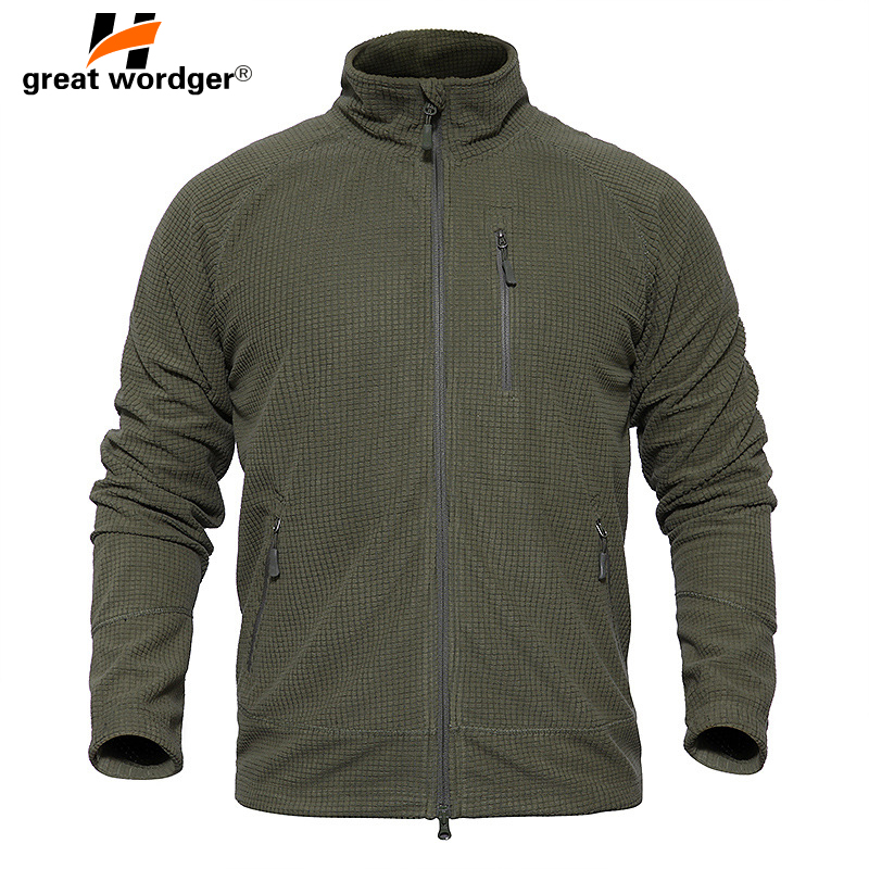 

Tactical Fleece Jacket Men US Army Windbreaker Clothes Male Multi Pockets Outerwear Outdoor Hiking Coat For Men, Army green