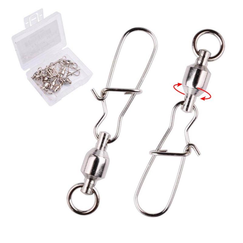50 Stücke Angeln Lager Rollen Schwenken mit Snap Fishhook Lure Connector Tackle