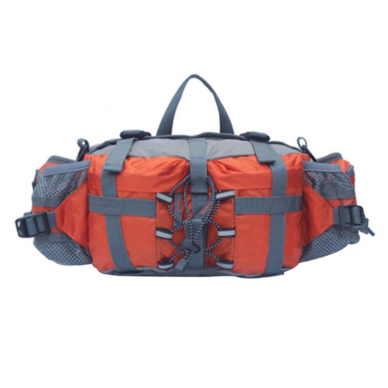 

Women Men Waist Bag Solid Travel Nylon Hiking Outdoor Multipurpose Camping Large Capacity Waterproof Wear Resistant With Buckle, Orange