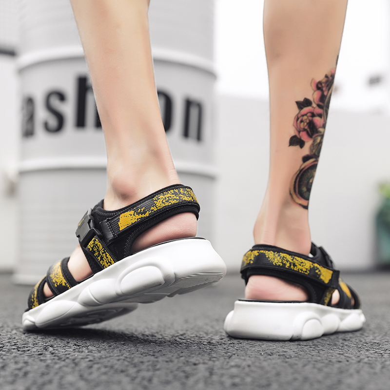 

style autumn mens summer flip grey slippers sandale anti lovers genuine leisure on hombre safety breathable beach playa for men, Black yellow