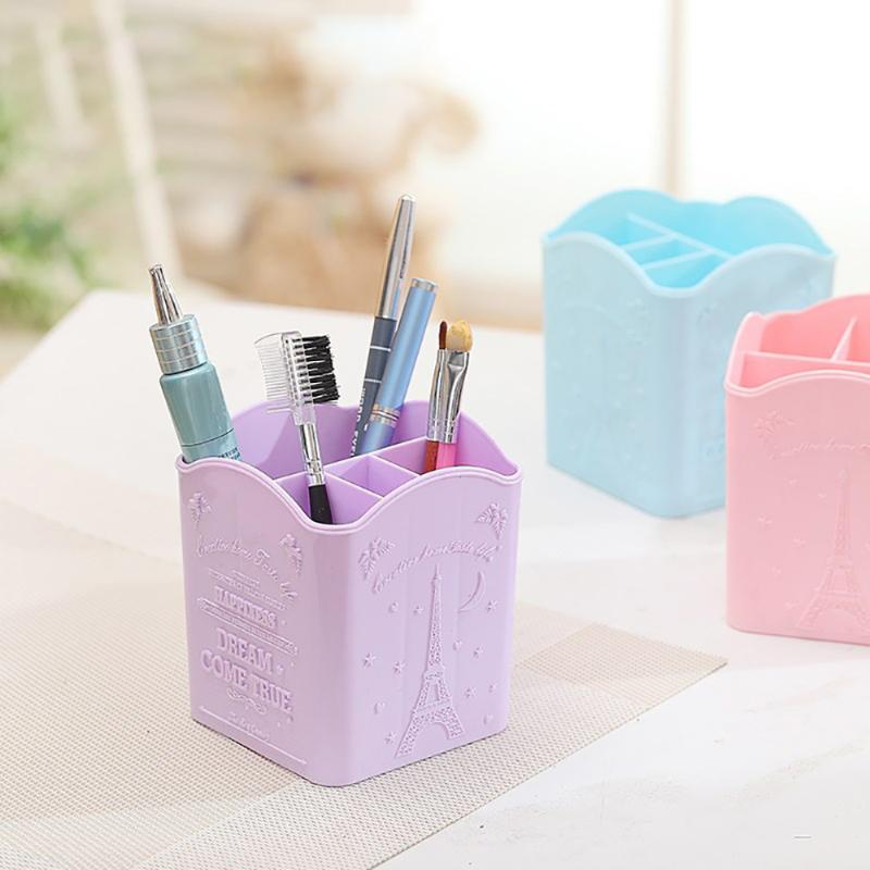 

1pc 4 Compartments Makeup Brush Holder Empty Manicure Tools Holder Plastic Pen Desk Organizer Sundries Storage
