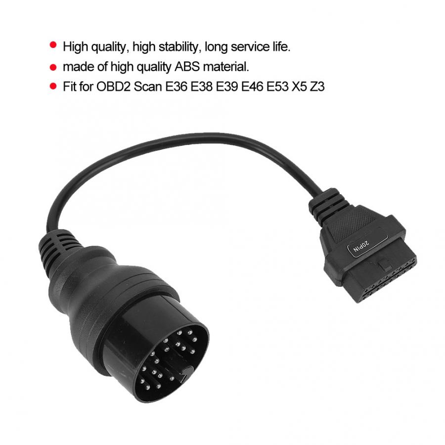 Cable del Esc/áner OBD2 Conector Redondo 20 pines a 16 para E36 E38 E39 E46 E5
