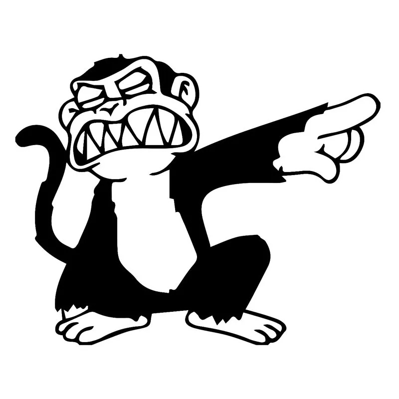 

16.5*13.2CM Angry Monkey Point Its Finger Funny Vinyl Car Sicker CA-1018