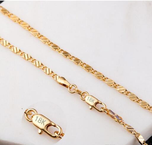 

2mm Flat Chain Necklace for Women Men Hip Hop 18K Gold Jewelry Necklaces Pendants Charms Jewelry Accessories 16 18 20 22 24 Inch Wholesale