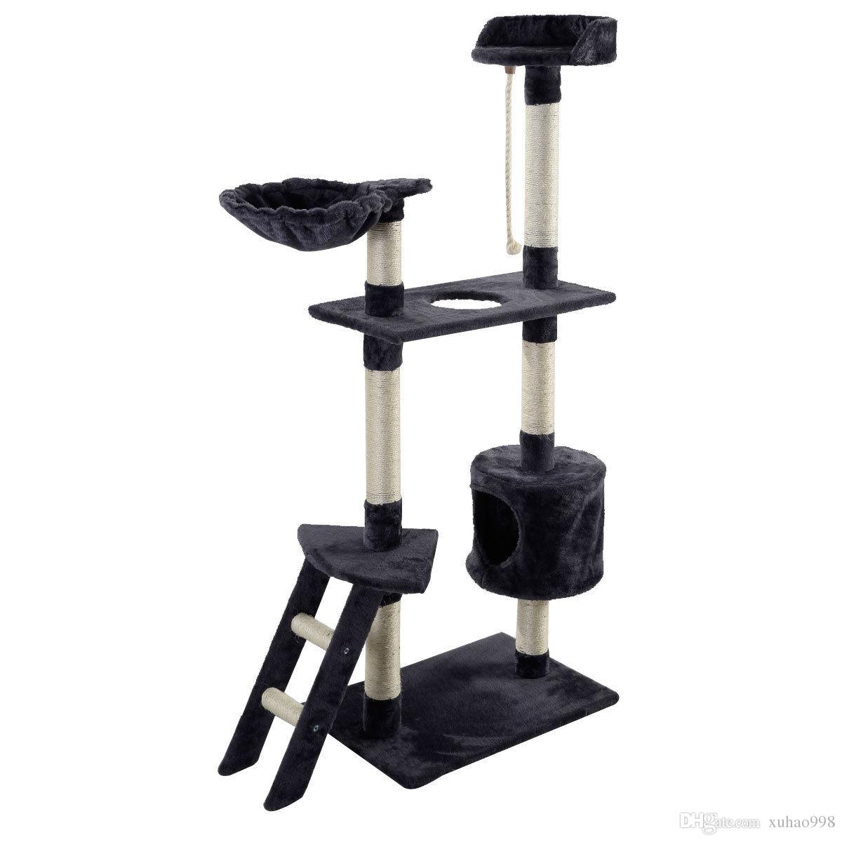 

New 60" Cat Tree Tower Condo Scratcher Furniture Kitten Pet House Hammock Gray