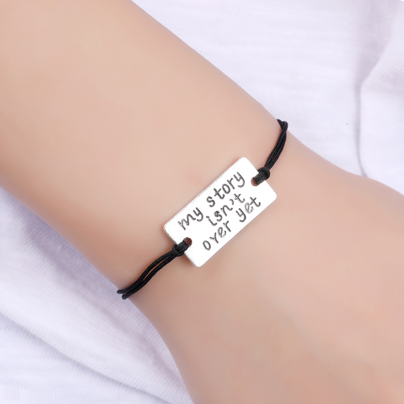 

My Story Is Not Over Yet Charms Bracelets Luck Horseshoe Love Key Adjustable Handmade Jewelry Women Boys Men Friendship Gift