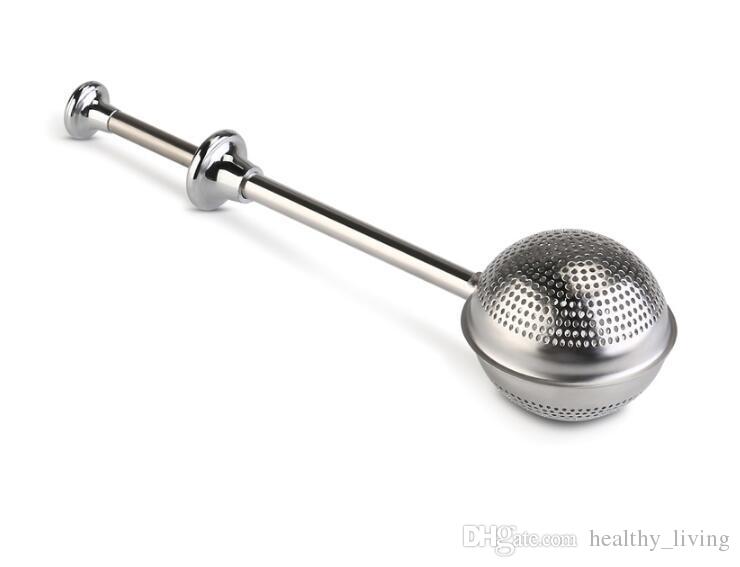 

2019 NEW Tea Infuser Stainless Steel Teapot Tea Strainer Ball Shape Push Style Tea Infuser Mesh Filter Reusable Metal Tool Accessories
