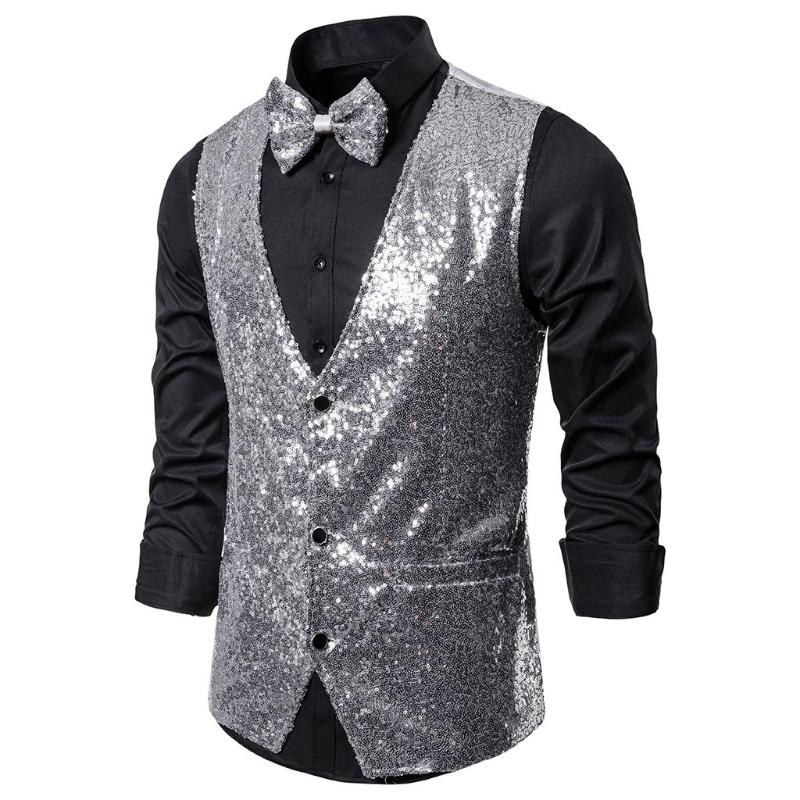 

Men' Suit Top Slim Fit Business Wedding Waistcoat Sleeveless Tank With Cravat Chaleco de traje de hombre, Black