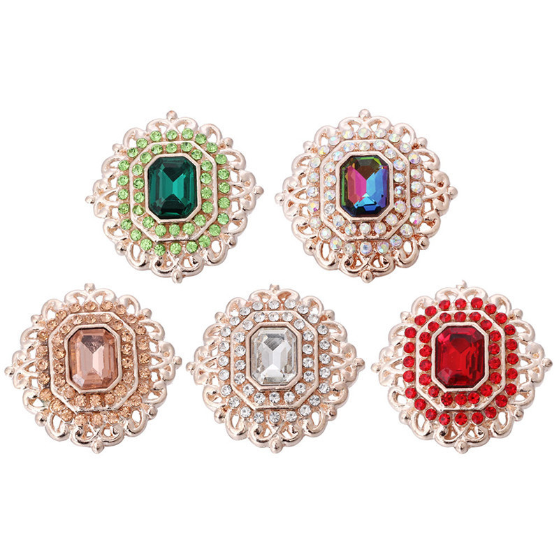

5pcs/lot New Snap Jewelry Rhinestone Flower 18mm Snap Button Jewelry DIY Bracelet For Women Girl Gift 3078