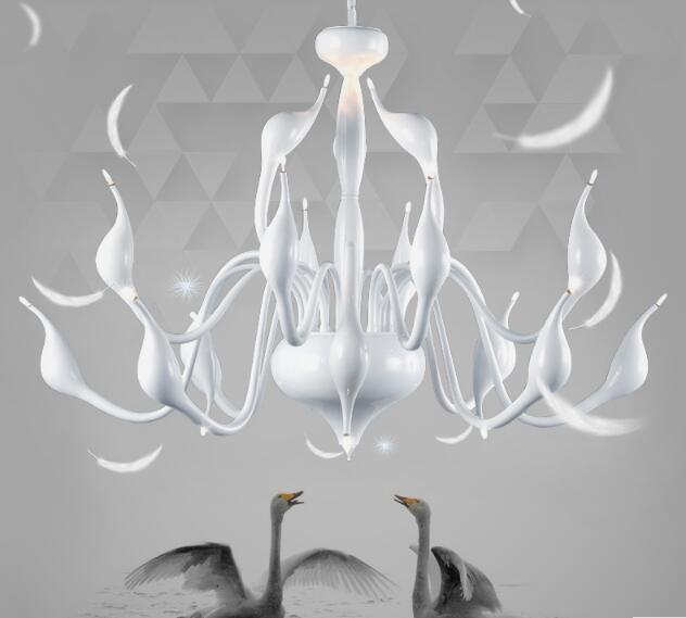 White Swan Chandeliers Lighting Pendant Light Lamp Fixtures For Bedroom Dining Living Hotel-image-414276746